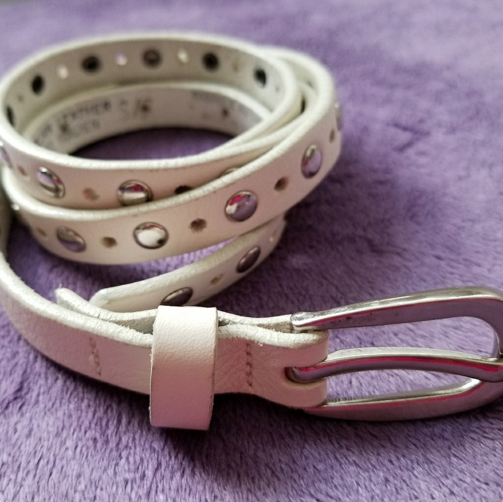 Cobalt leather belt